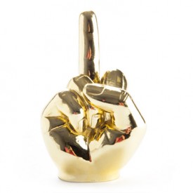 Fuck you gold hand gesture desk accessories